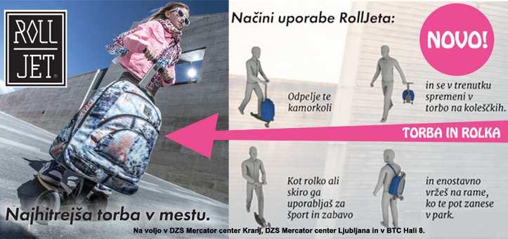 10. 4 Šolska torba RollJeta Nova šolska torba, ki jo lahko šolarji uporabljajo kot rolko ali skiro.