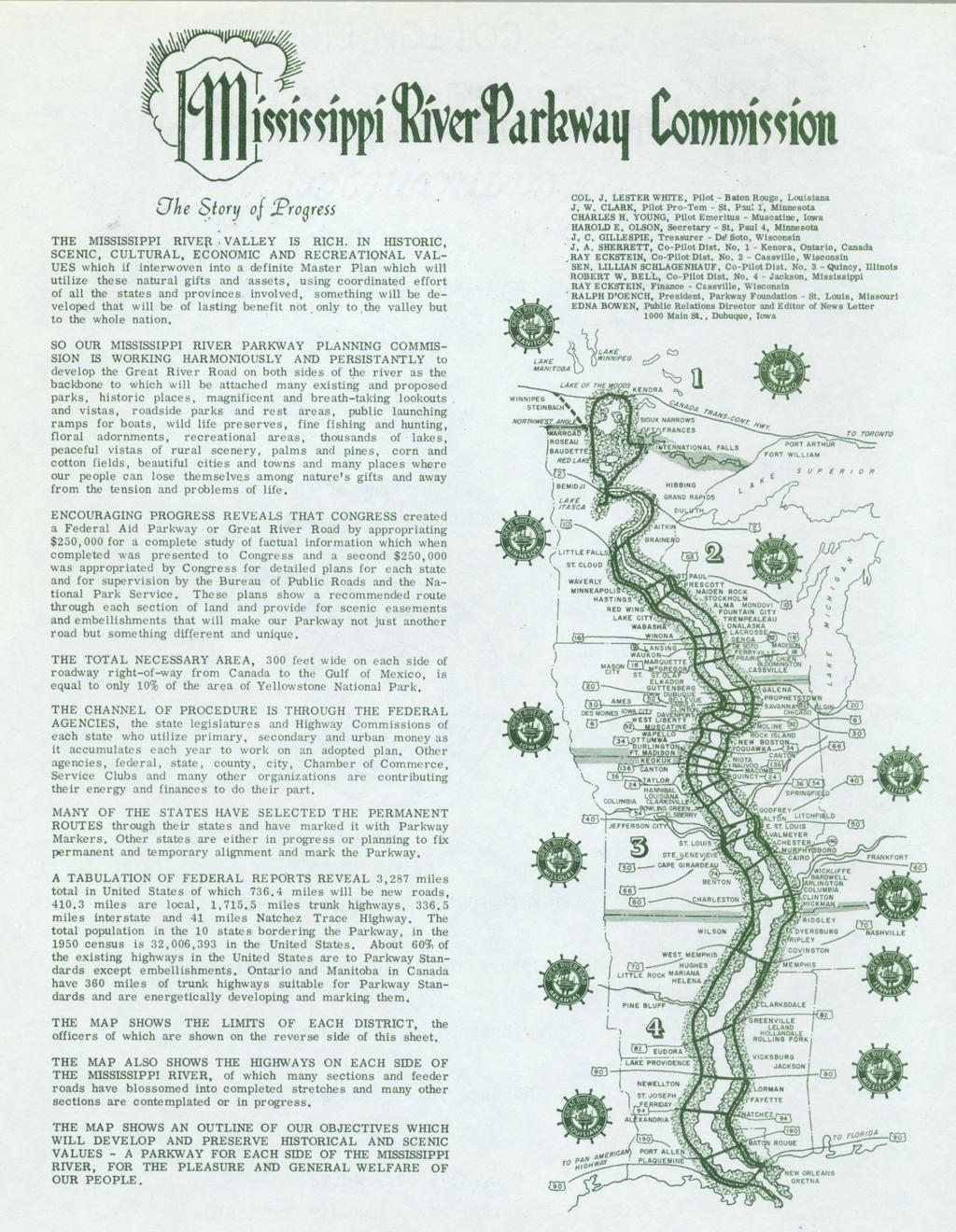 1963 Mississippi River Parkway Commission Story of Progress The 2018 Corridor Management Plan carries forward the