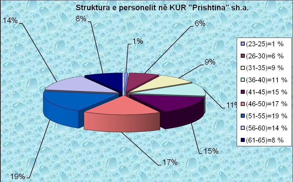 Struktura e moshës mesatare të personelit të punësuar në KUR "Prishtina" sh.a. është 47 vjeç. Kjo konsiderohet si një mashë kritike dhe sinjal për ripërtrirjen e moshës së personelit.