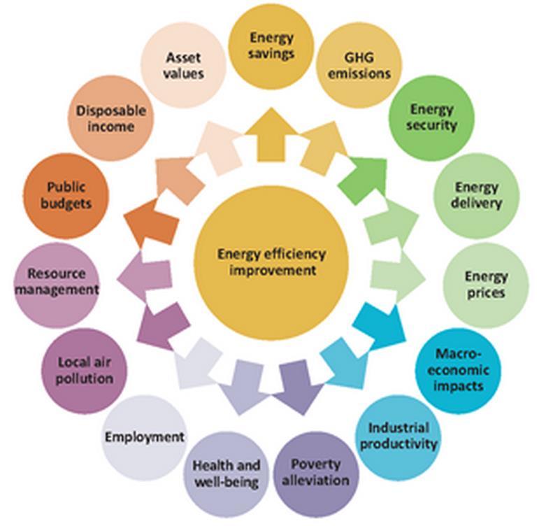 Slika 1.1. Višestruke koristi od povećanja energetske efikasnosti [64] 1.2.1. Efikasna kogeneracija Efikasna kogeneracija rezultuje puno većim stepenom iskorištenja primarne energije u odnosu na postrojenja koja proizvode samo električnu energiju.