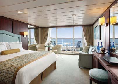 CONCIERGE LEVEL VERANDA STATEROOMS: A1 A2 A3 20 square metres Private teak veranda Plush seating area Services of a dedicated concierge Priority specialty restaurant reservations Unlimited access to