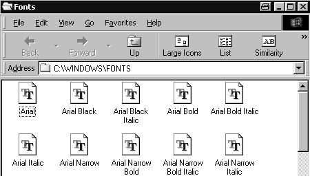 ZBIRKA ZADATAKA IZ POSLOVNE INFORMATIKE 45 Slika 3.17 a) Slika 3.17b) U prozoru Fonts (Slika 3.17 a) su prikazani svi instalisani fontovi.