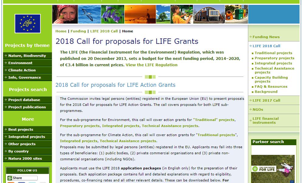 Prijava na natječaj Programa LIFE relevantna područja politika klimatskih aktivnosti Višegodišnji programa rada za Program LIFE za