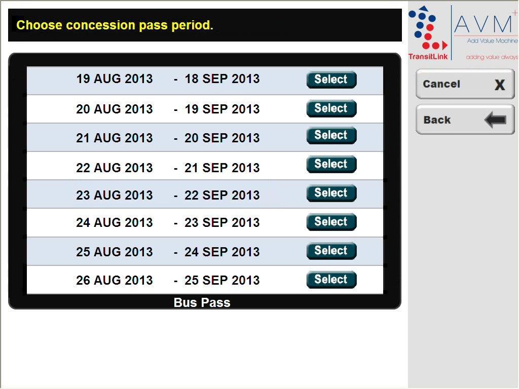 In this example, select Bus Pass Voucher.