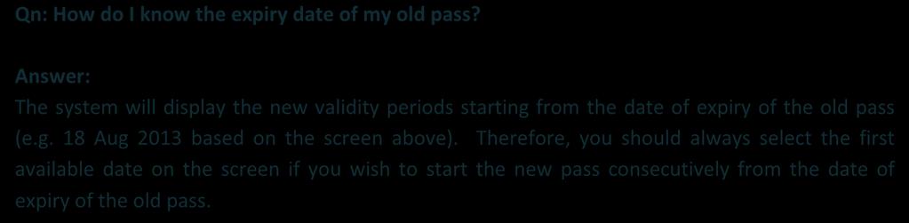 from the date of expiry of the old pass (e.g.