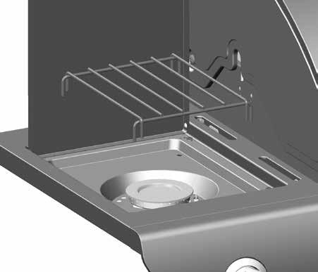 Position the side burner cooking grate (DH) onto the side burner drip pan (DD).