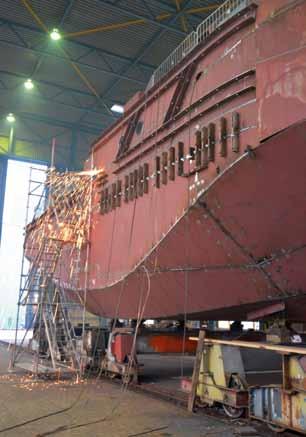 Nauryzbay Batyr, one of the smaller tugs, during construction at De Hoop Shipyard s Foxhol facilities.