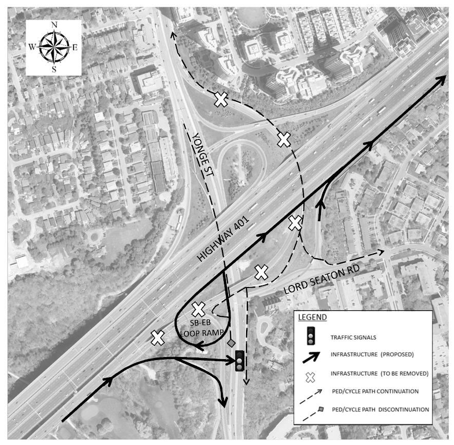 Alternative 2 New SB to EB on-ramp (new loop in the SW quadrant of the interchange) New EB off-ramp (SW quadrant of the interchange) to normalized