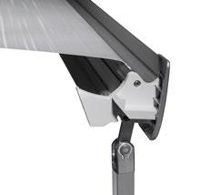 Wall mounted awning Thule Omnistor 8000 Operated manually or with a motor The optional 230 VAC motor with remote control allows you to open the awning without any effort.