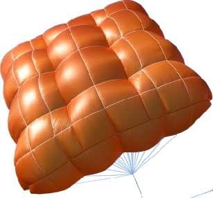 15. Structure of the parachute The parachute structure is square and has, depending on the model 16 or 20 gores (see technical datas ) The canopy is made of tear restistant, high strenght nylon