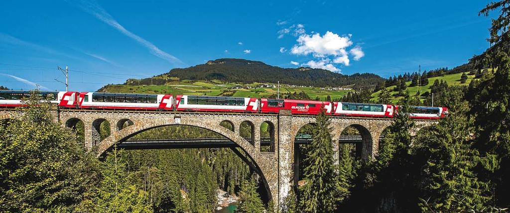 Glacier Express Scenic rail holidays Journey through glorious scenery For many, the highlight of a Swiss holiday is travelling along one of the scenic routes which cross this beautiful country.