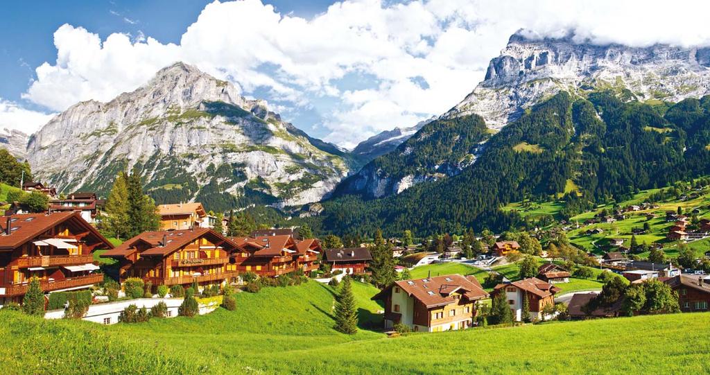 Situated at just over 1000m at the foot of the mighty Eiger, Grindelwald also has views over the valley that leads down to Interlaken, where a lake cruise is a must.