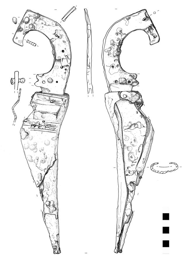 2 - Knife inside its sheath from Lovere (BG), Civic Archaeological Museum in Milan, A.20993 (drawing F.