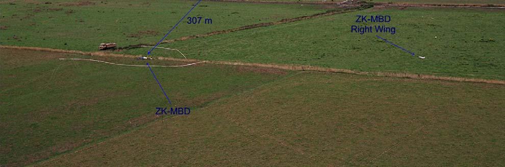 6 The wreckage trail extended over approx 300m on a heading of 296ºM from the midair impact point.