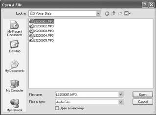2 Otvorite prozor programa»quick Time«. Prikazuje se kontrolni ekran Quick Time plejera. 3 Izaberite [Open File] iz menija [File].