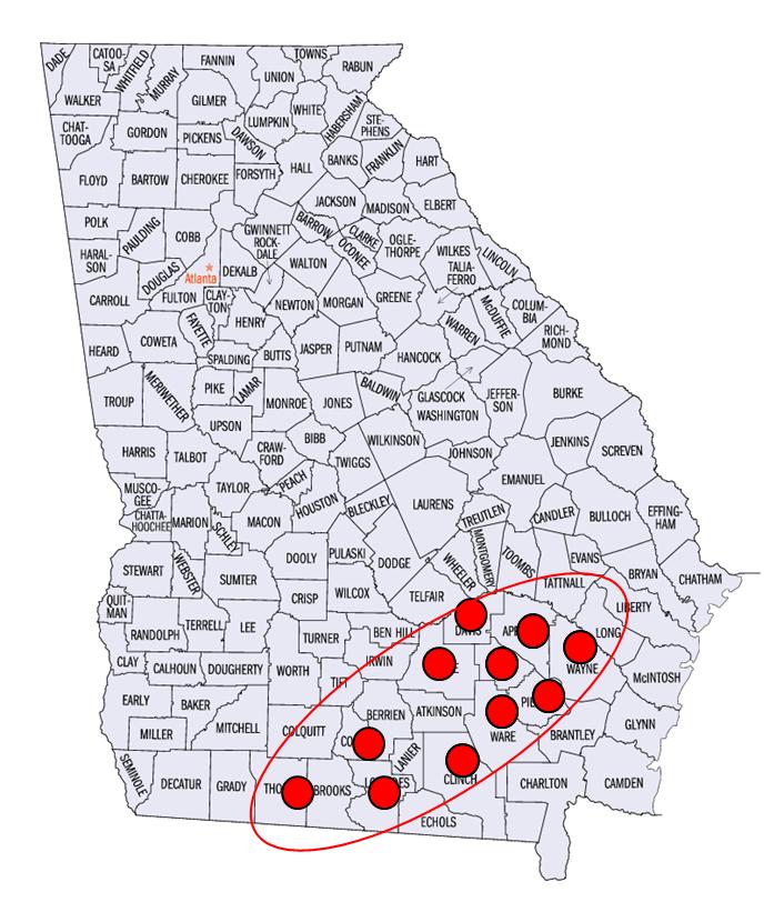 Georgia lueberry Industry Located throughout state, but highly concentrated in south Georgia Fresh and frozen markets NASS 2014: 92 M lbs, $109.