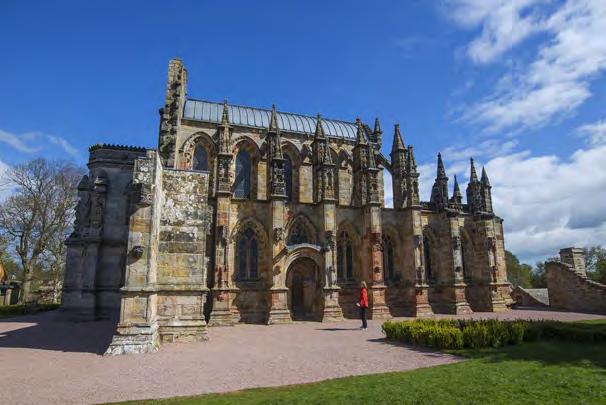 15 miles south of Edinburgh we visit Rosslyn Chapel, one of the