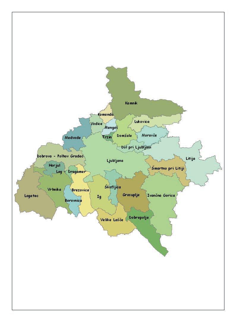6: Umestitev Osrednjeslovenske statistične regije v prostor Vir: Wikipedija (2016). Slika 7.