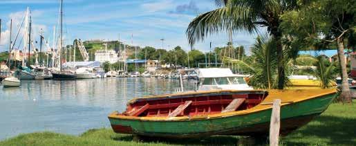 countryside. Grenada was formed by a volcanic eruption and its geography is dramatic. Grenada has a stunning coastline with 45 beaches bordered by the bright blue Caribbean Sea.