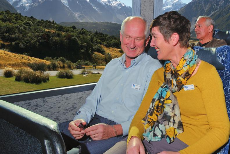 NEW ZEALAND COACH HOLIDAY SPECIALIST Fully Escorted Touring Modern 48 seat coach Professional Coach Captain and Tour Guide Modern touring coach with 48 reclining cloth trimmed seats Panoramic
