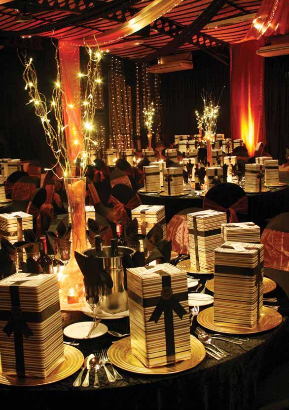 theme evenings GALA DINNER Champagne Sports Resort has a range of materials and colours with which to provide your basic colour selection and contrast detailing.