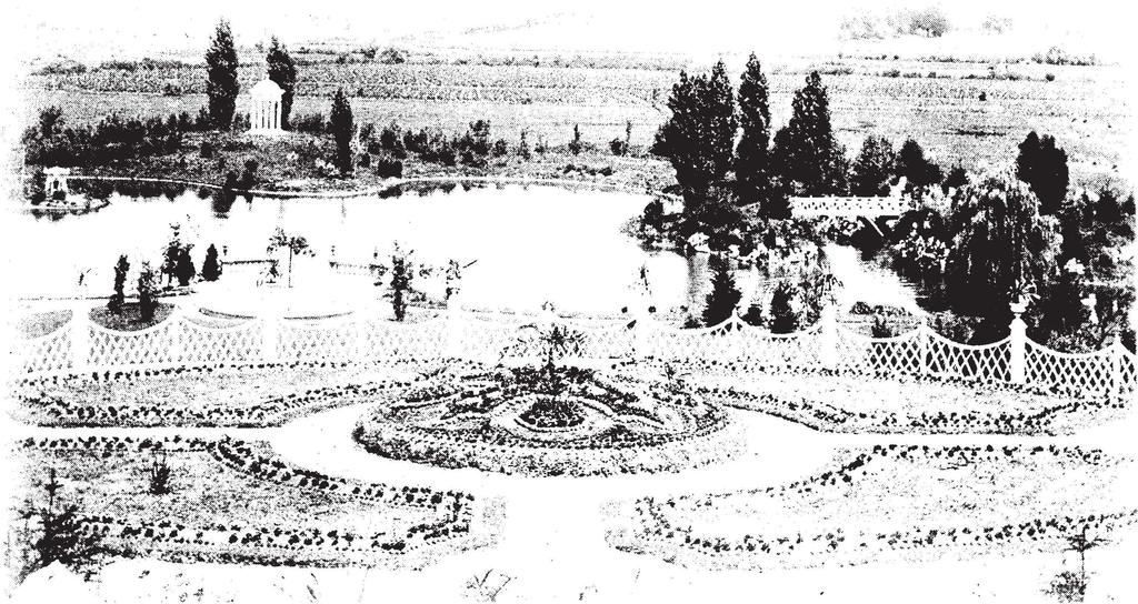 l O Engraving. The garden in Gornje Oroslavje. 1902. (Source: VieW/( ably huilt on the foundations of the ruins of a Cistercitian ahhey wall.