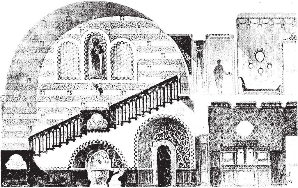 6 Section. Interior design for the main salon. Ttikory Mansion in Dioš. Erno Foerk. 1906. (Source: Erno Foerk, Gyula Sandy.