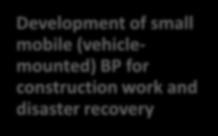 Development of control functions Development of new mixer for BP Development of small mobile (vehiclemounted) BP for construction work and disaster recovery