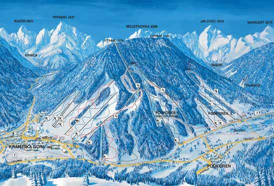 810 m 1570 m Skijalište nadvisuje vrh Vitranc sa 1570 m dok se sama Kranjska