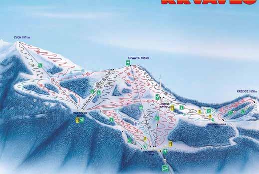 1450 m 1971 m Skijalište Krvavec udaljeno je svega 25 km od jubljane. Skijalište ima 30 km uređenih staza koje nude savršene uvjete za skijanje na prirodnom i umjetnom snijegu.