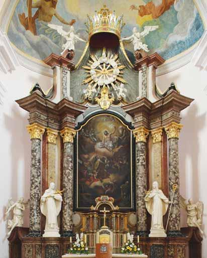 ) Požega, parish church of St Theresa, the main altar, 1763 zabete iz katedrale, i u zoni atičkog zaključka. Godine 1804. vizitator je opisao stražemanski oltar, bilježeći da je posvećen sv.