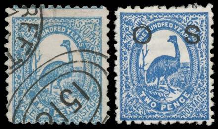 Prestige Philately - Auction No 175 Page: 2 NEW SOUTH WALES Lot 312 312 F A FORGERIES: 1888-89 Centennial 2d Emu postal forgery by Takuma, superb part-strike of 1518 duplex of