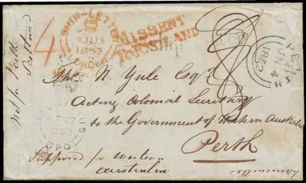 A very early and rare inter-colonial letter: Dr Cecil Walkley had only six inter-colonial items in the pre-stamp period, the earliest being of 1845, a full decade later than this item.