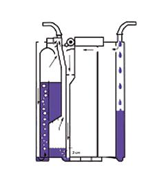 Komora na levi strani (slika 4, E) je komora za kontrolo vleka (sukcije), ki ga napolnimo s sterilno vodo do ustrezne