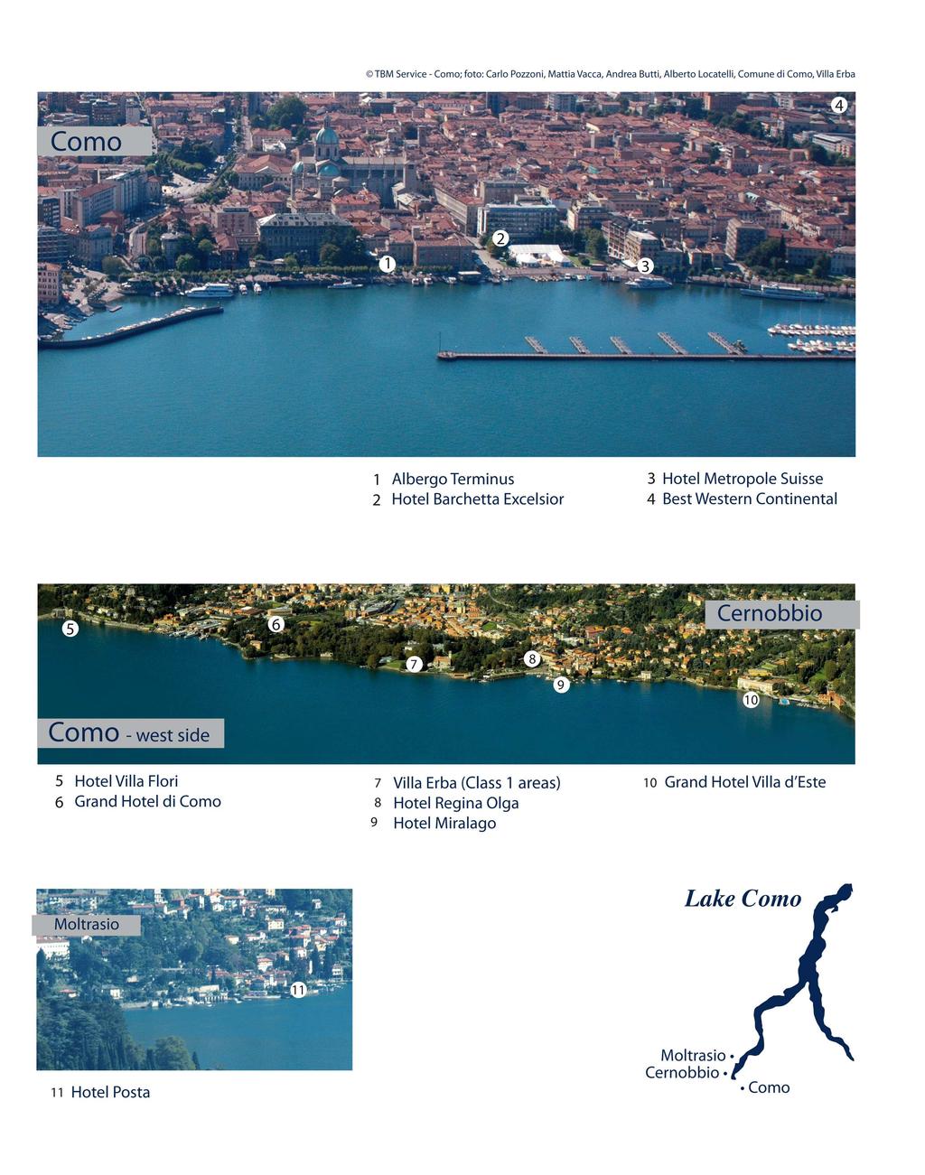 Hotels location map N: Como and Moltrasio