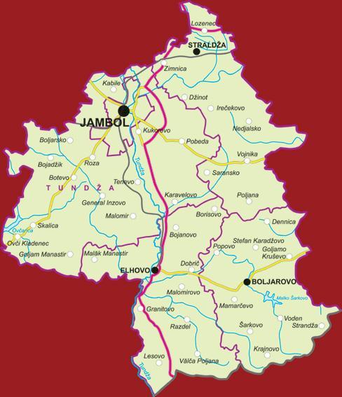 11 Geographical location Yambol District (NUTS3) involves 5 municipalities - Yambol, Bolyarovo, Elhovo, Straldzha and Tundzha. It is part of the Southeast planning region (NUTS2) in Bulgaria.
