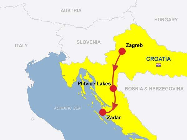 INCLUDED: Zagreb Plitvice Lakes ITINERARY: Day 1, arrive Zagreb, Thursday You will be met and transferred to your hotel.