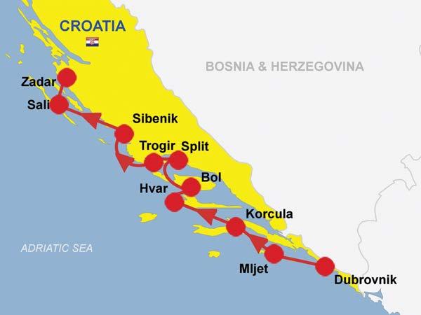 K205DZ ~ ADRIATIC CRUISE PROGRAM 8 days from Dubrovnik, Mljet, Korcula, Hvar, Split, Trogir and Zadar CRUISE FEATURES: 7-night cruise from Dubrovnik on board the M/S Princess Aloha or M/S Vita in a