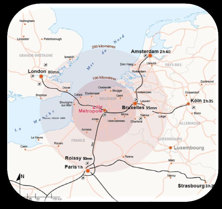 Lille Charles de Gaulle Airport: 50 minutes by train Lille Brussels