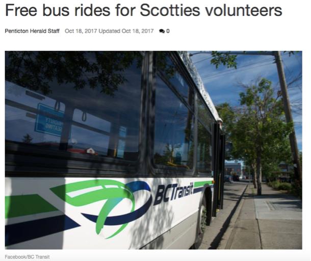 Free bus rides for Scotties volunteers News pentictonherald.