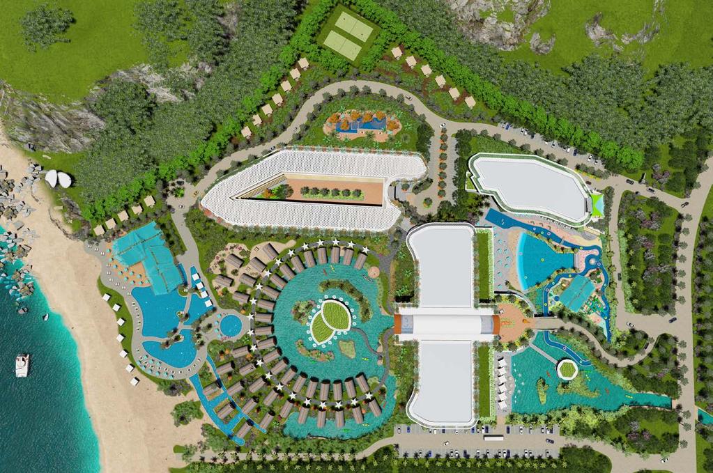 270 Hotel Rooms 44 Lagoon & Pool Villas Private Screening Room Retail Beach Club Water Park 100 Exclusive 1,2,3 Bedroom Residences TARGET OPENING 2019 L SITE