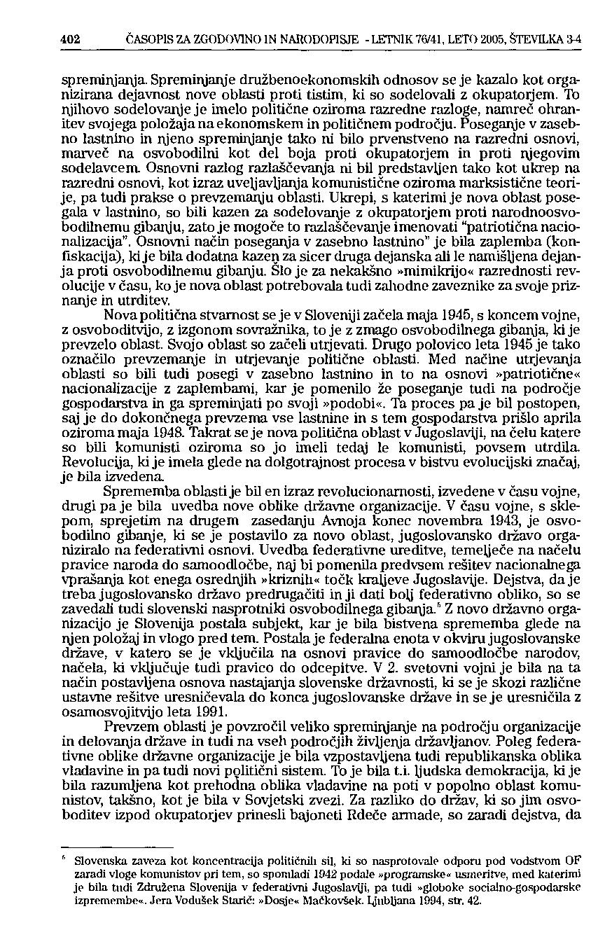 402 ČASOPIS ZA ZGODOVINO IN NARODOPISJE - LETNIK 76/41, LETO 2005, ŠTEVILKA 34 spreminjanja.