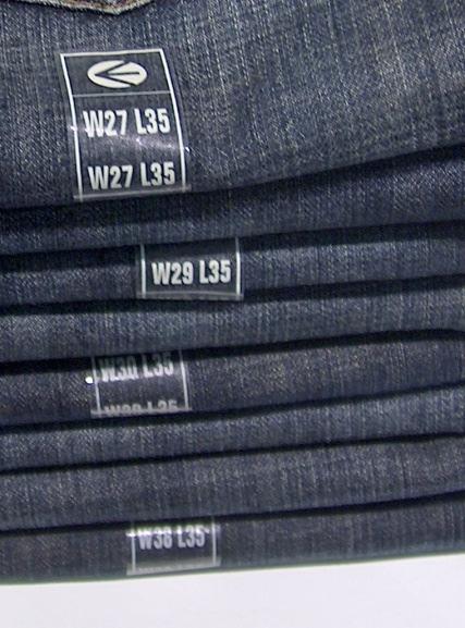 32-normalna dolžina hlač, 34-podaljšana dolžina hlač in 36-posebno podaljšana dolžina hlač (le pri nekaterih modelih).