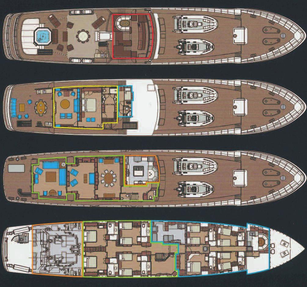 DECK LAYOUT ================ Owner s accommodation ================ Guest accommodation ================ Bridge ================ Crew accommodation ================ Galley & engine