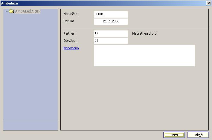 Korisničko uputstvo za Line.Sys Na prikazanom prozoru dostupne su opcije za automatsko (Servisi) i ručno (Novi) kreiranje dokumenata ambalaže.
