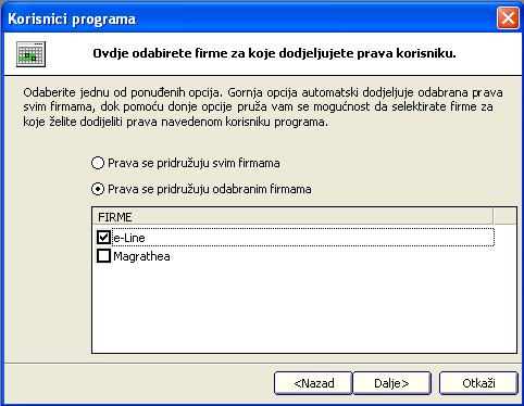 Korisničko uputstvo za Line.Sys Prozor sa slike 1.11. sadrži osnovni set podataka o korisniku: Ime, Prezime, Korisničko ime i Lozinka.
