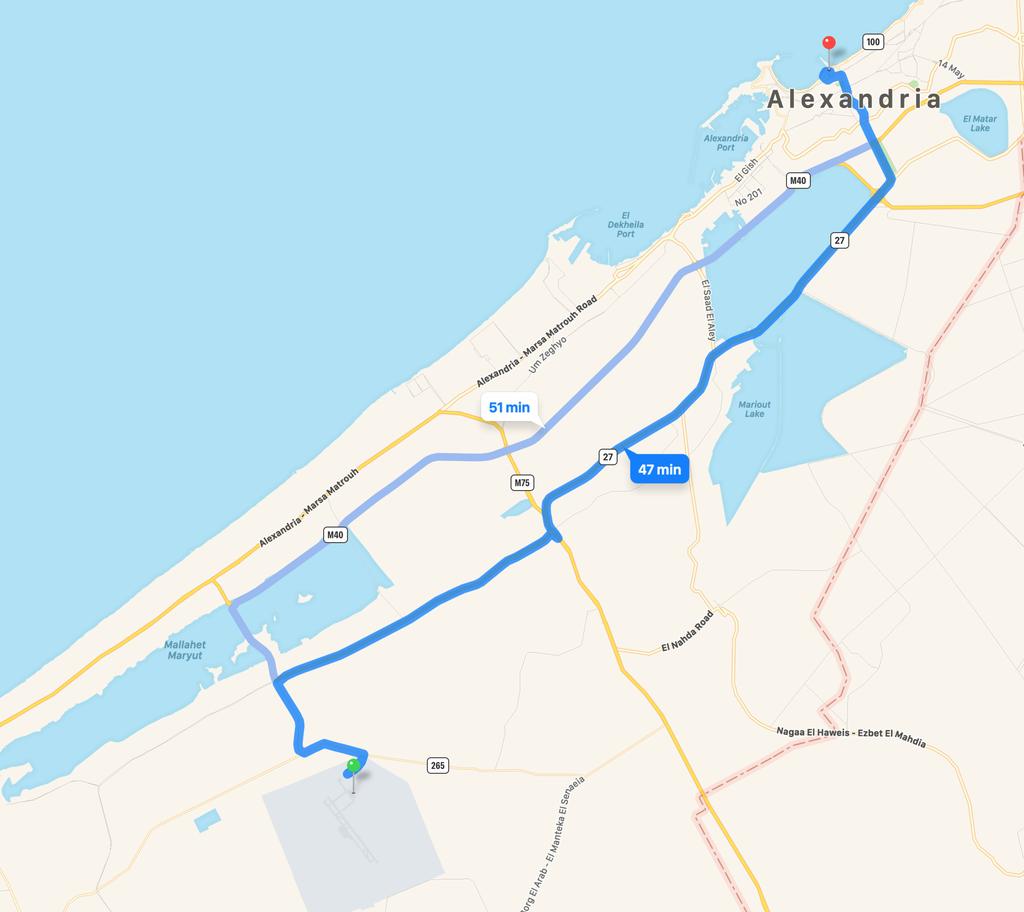 In case you arrive to Borg El Arab Airport (HBE) Using Bibliotheca Alexandrina as a median arrival place for your hotel we have found the journey from