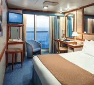 standard stateroom features: The Princess Luxury Bed Mini-fridge Flat-panel television Bathroom with shower Complimentary 24-hour room service^^ Hair dryer Digital security