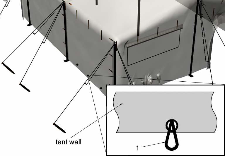 Sidewall can be configured in three different ways: all walls down, cloth walls rolled up with screen walls down or both cloth walls and screen walls rolled up. 2. Secure vertical fabric sections.