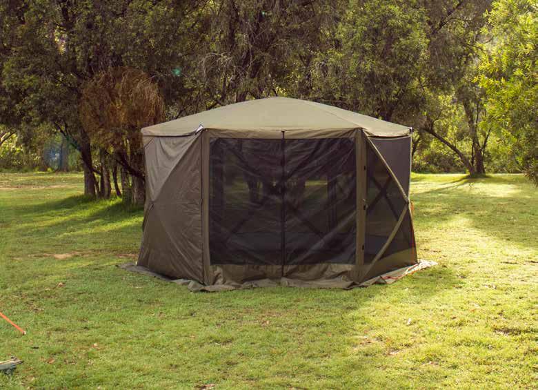 SCREEN HOUSE SCREEN HOUSE HEX The Oztent Screen House pops into place to provide protection from the elements. Perfect for picnics, or as an add-on outdoor room while camping.